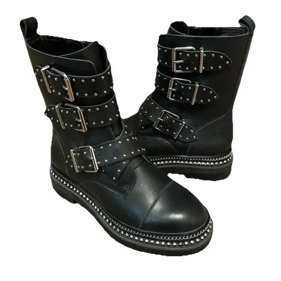 Vince Camuto, Bobette Black Studded Boots. (6M) - Picture 1 of 16